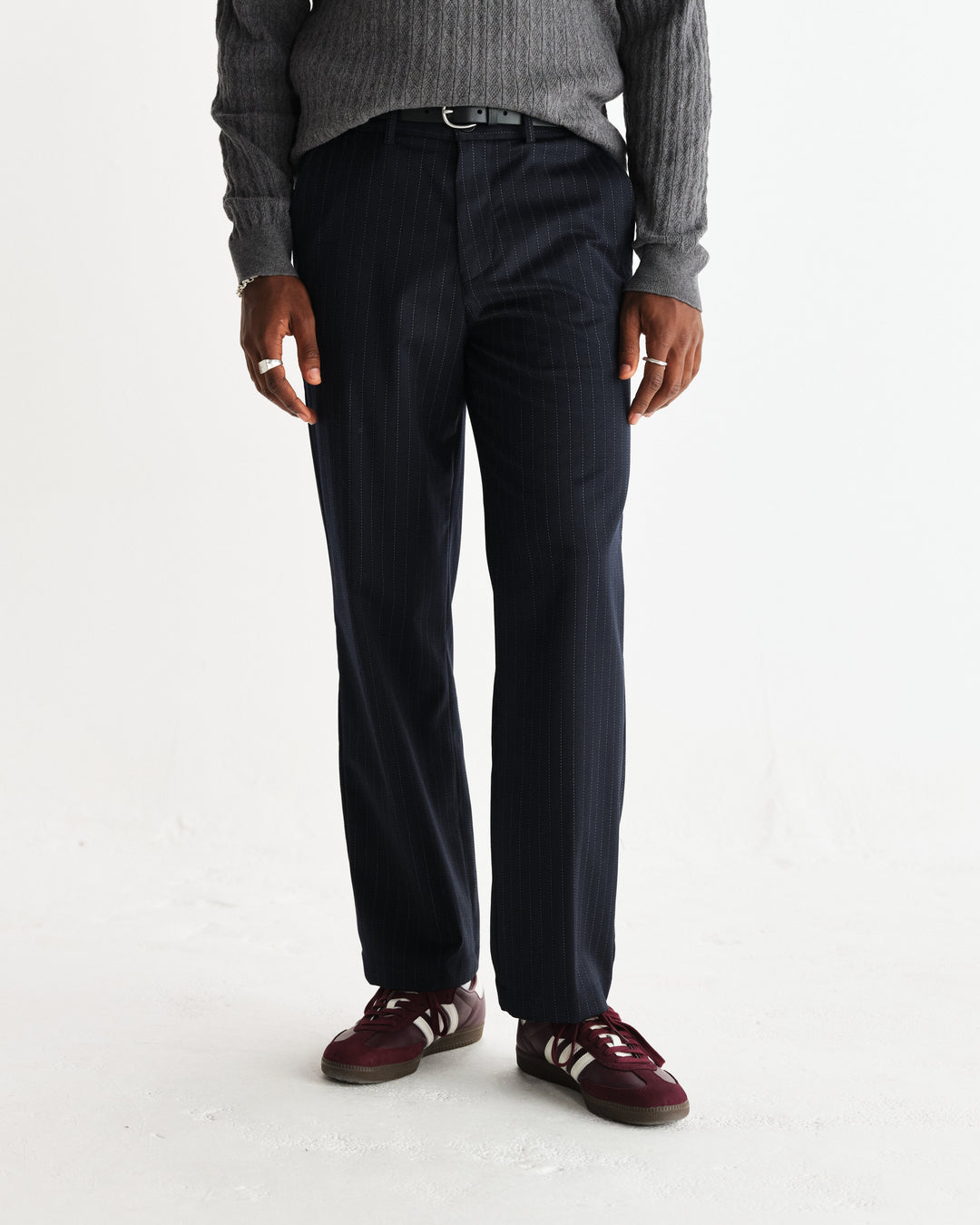 Men's Pinstripe Straight-Leg Trousers
