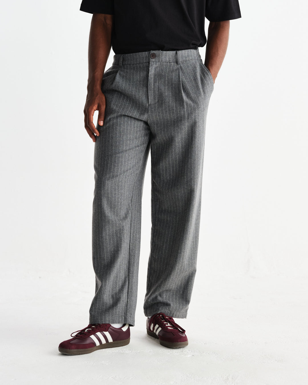 Men's Pinstripe Wide-Leg Trousers