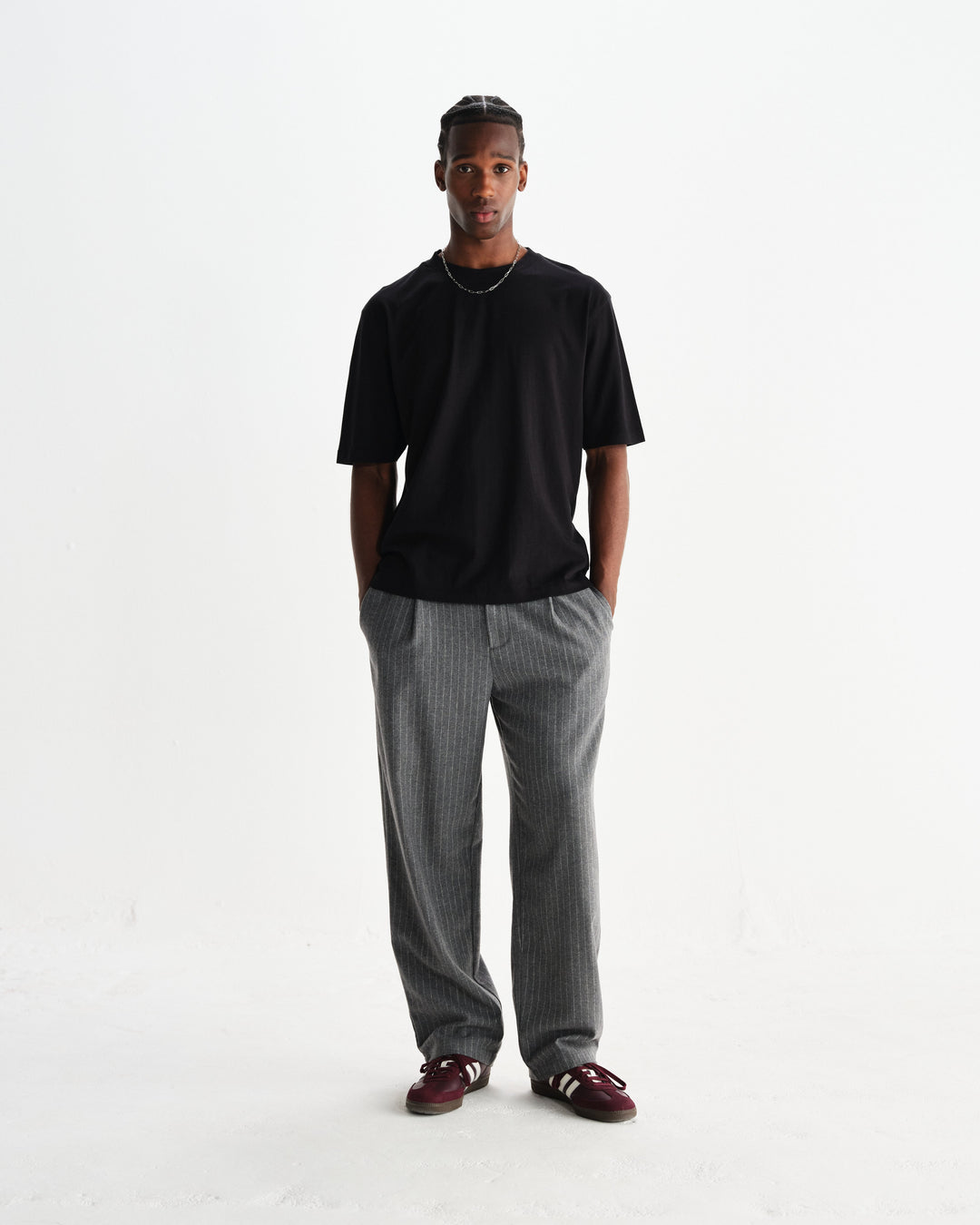 Men's Pinstripe Wide-Leg Trousers