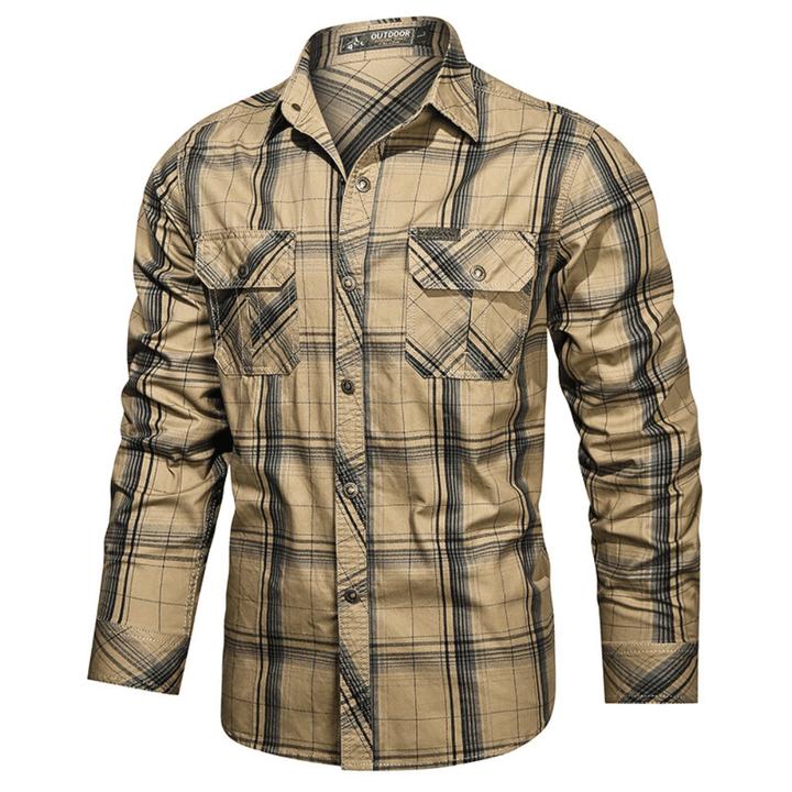 Men's Plaid Flannel Button-Up Shirt