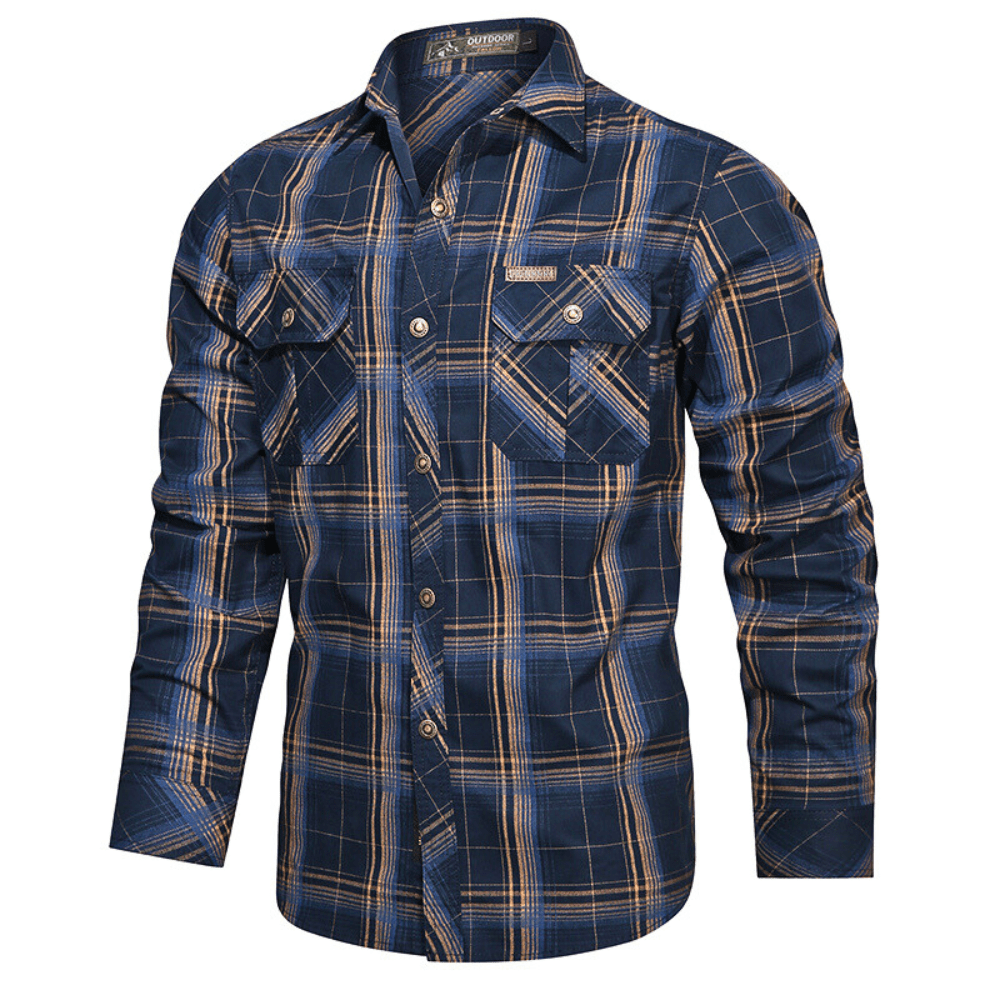 Men's Plaid Flannel Button-Up Shirt