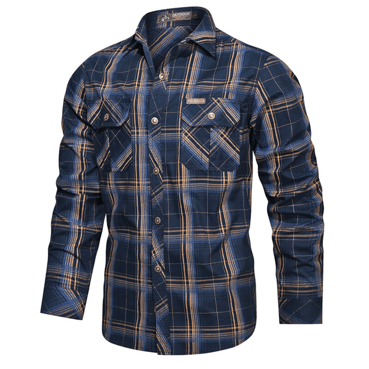Men's Plaid Flannel Button-Up Shirt