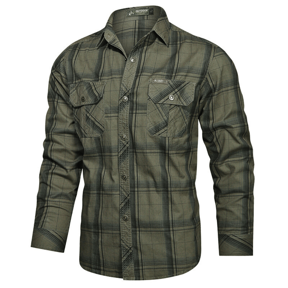 Men's Plaid Flannel Button-Up Shirt