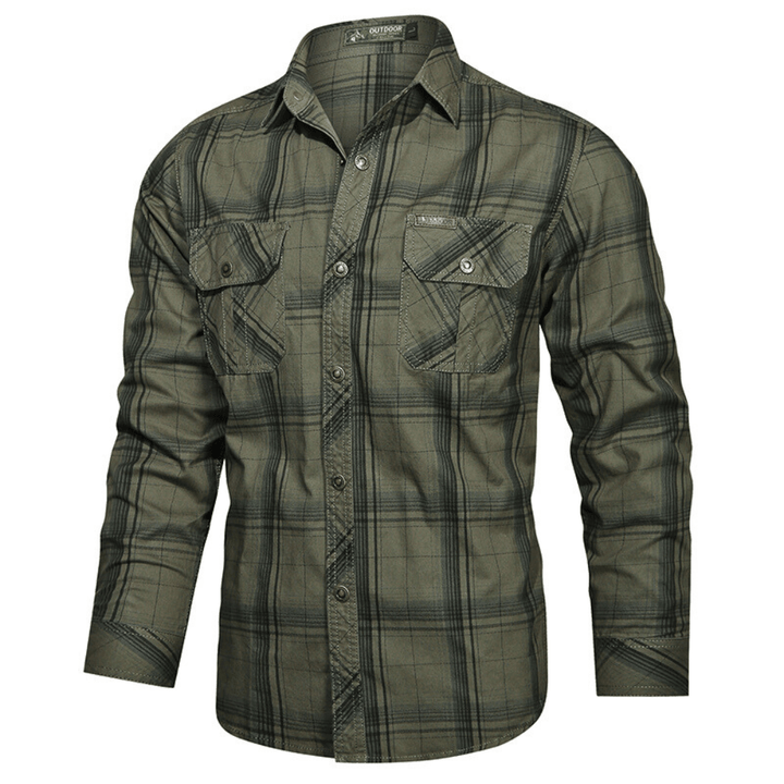 Men's Plaid Flannel Button-Up Shirt