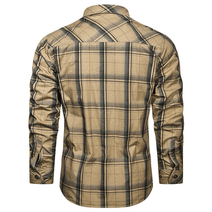 Men's Plaid Flannel Button-Up Shirt