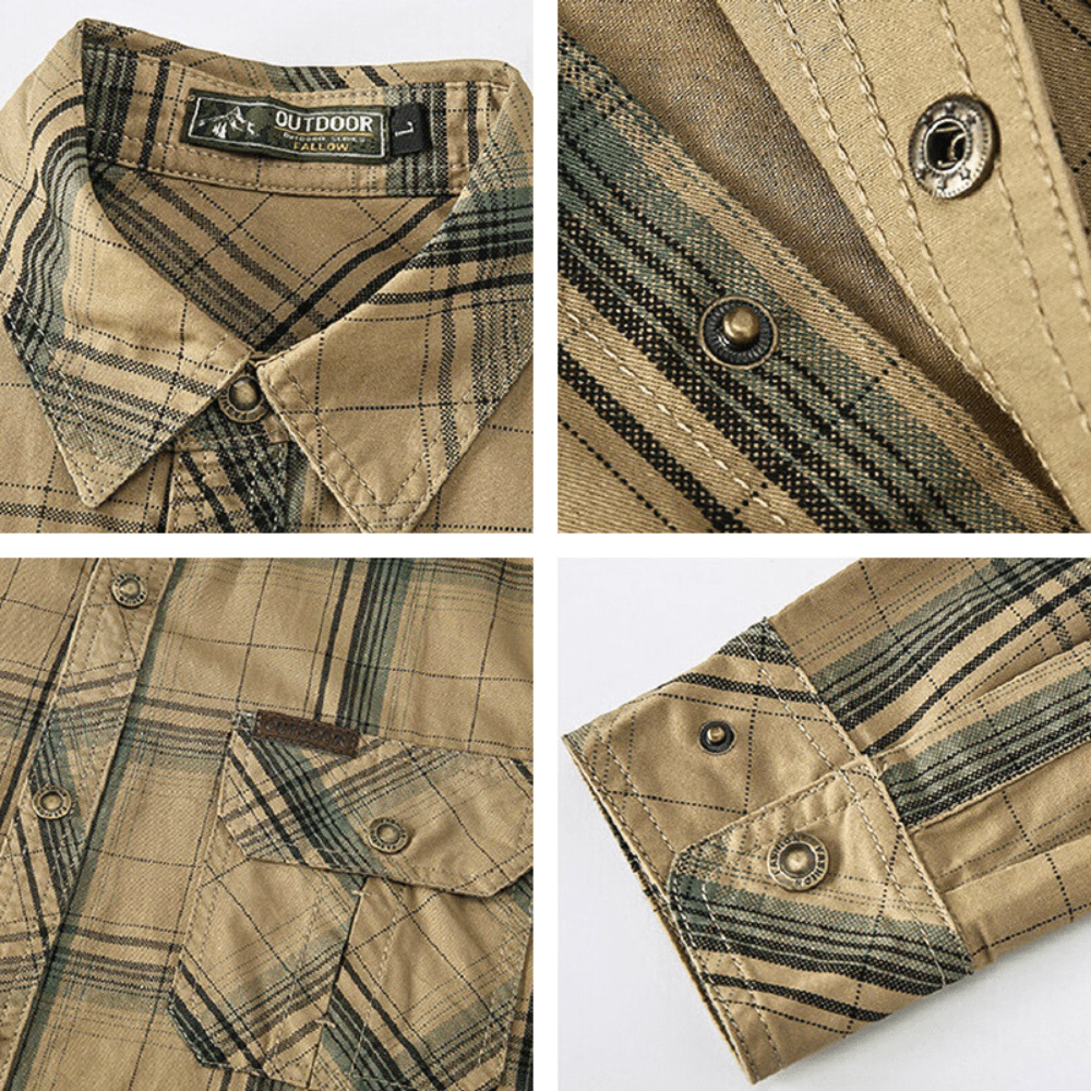 Men's Plaid Flannel Button-Up Shirt