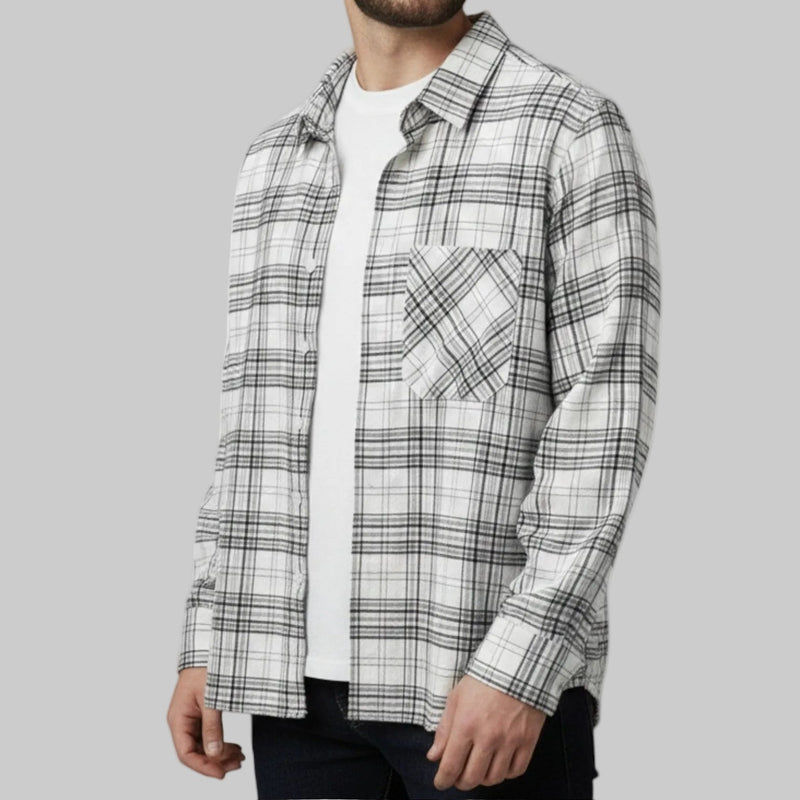 Men's Relaxed Fit Check Shirt with Chest Pocket