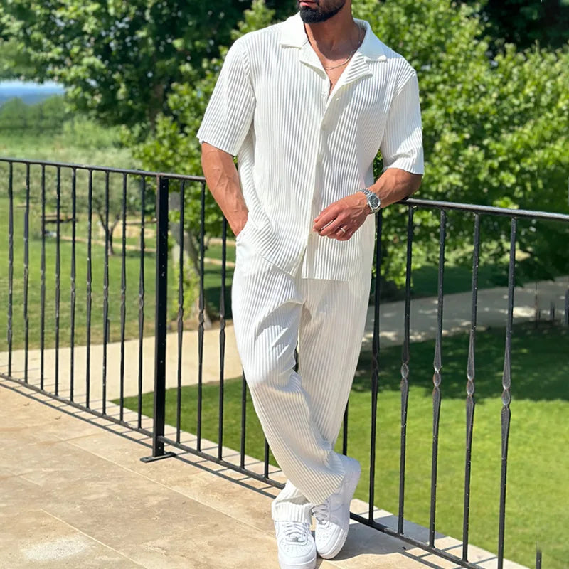 Men's Pleated Two-Piece Set
