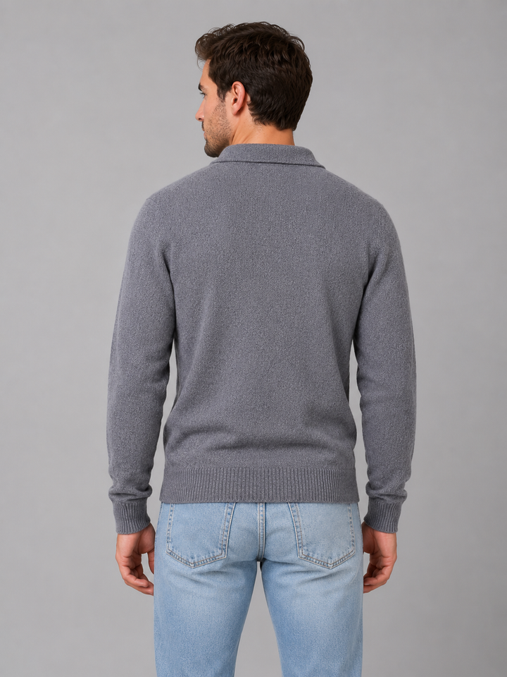 Men's Polo Collar Fine Knit Sweater