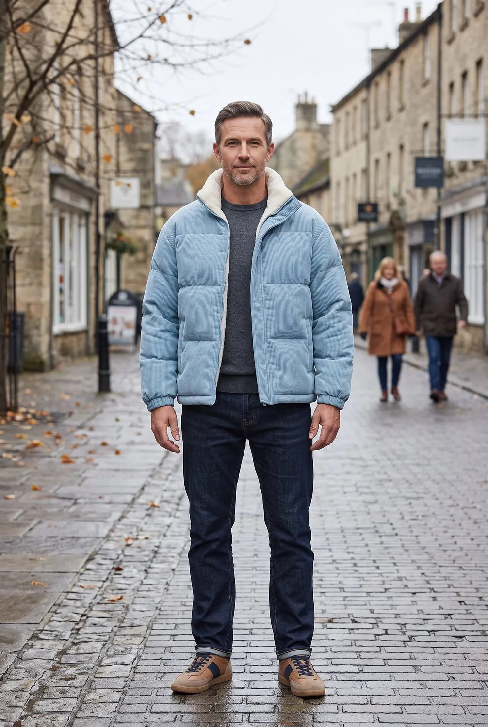Men's Puffer Jacket with Fleece Corduroy Collar