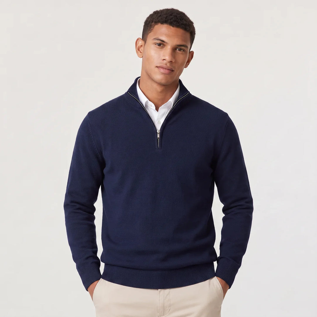 Men's Quarter-Zip Knitted Jumper