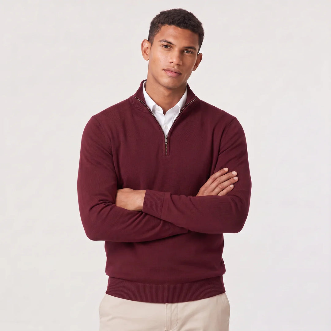 Men's Quarter-Zip Knitted Jumper