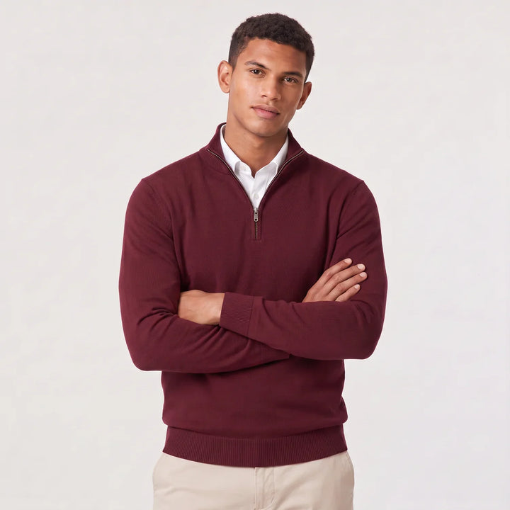 Men's Quarter-Zip Knitted Jumper
