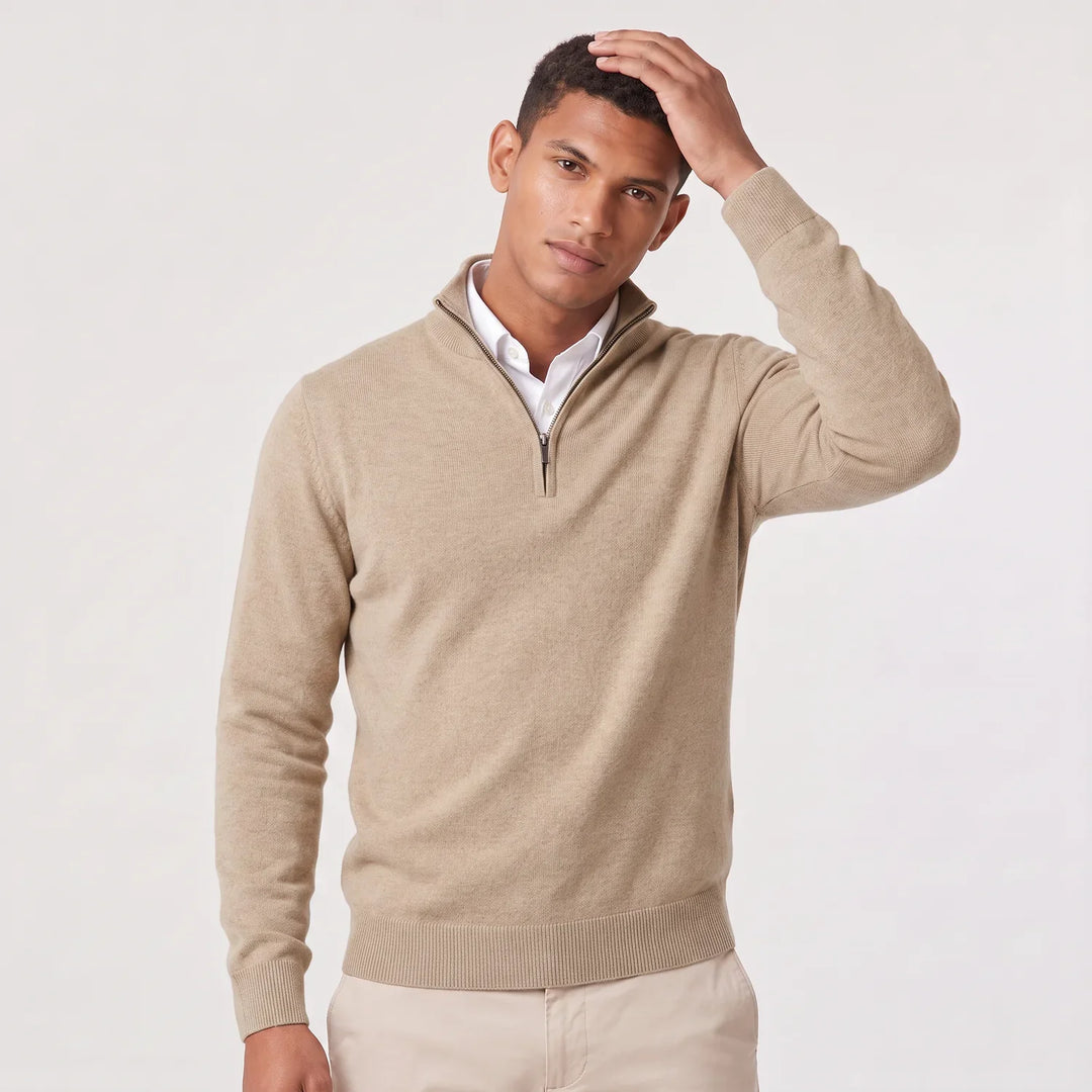 Men's Quarter-Zip Knitted Jumper