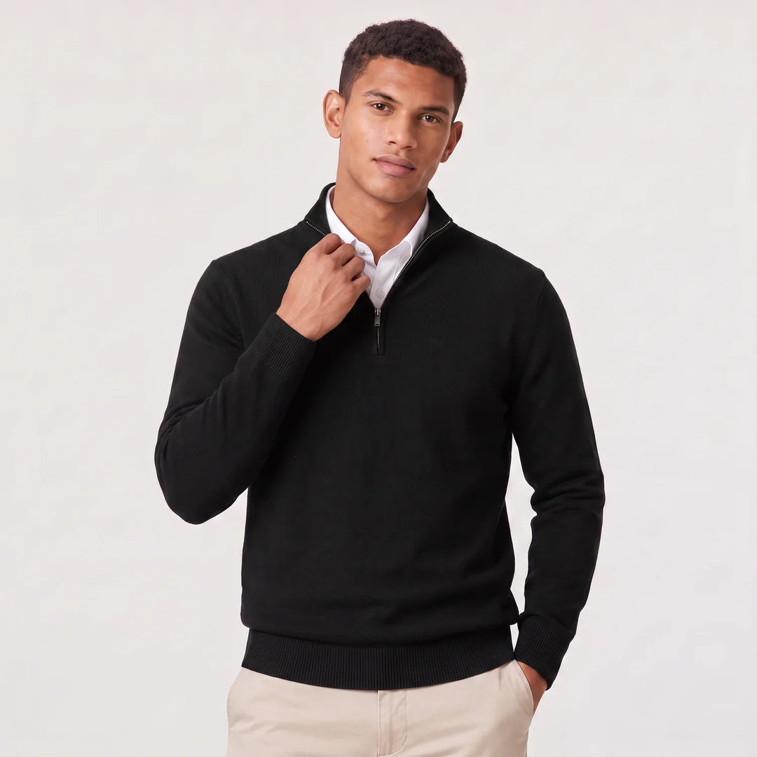 Men's Quarter-Zip Knitted Jumper