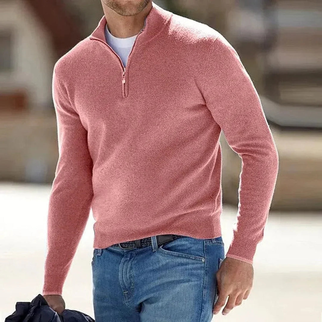 Men's Quarter-Zip Mock Neck Knit Sweater