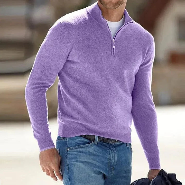 Men's Quarter-Zip Mock Neck Knit Sweater