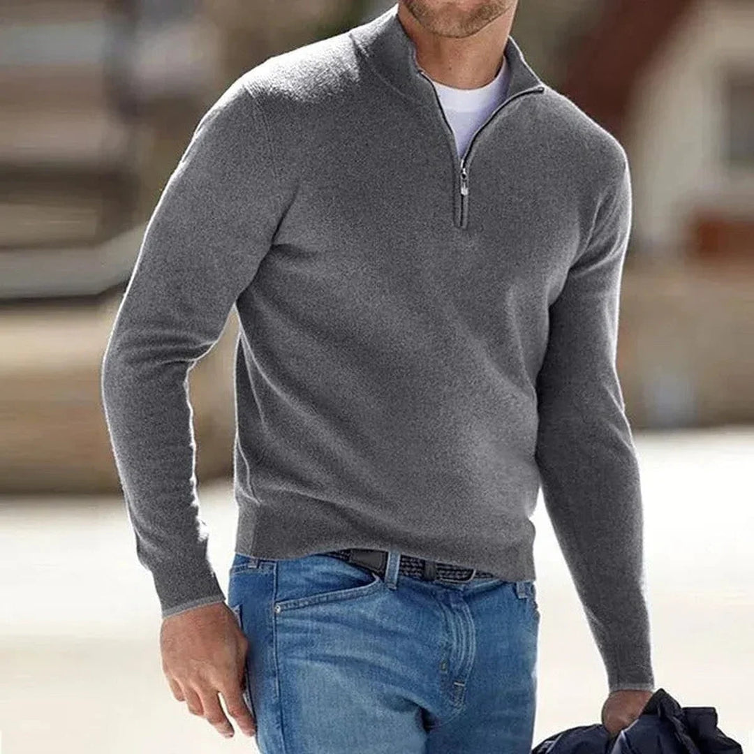 Men's Quarter-Zip Mock Neck Knit Sweater