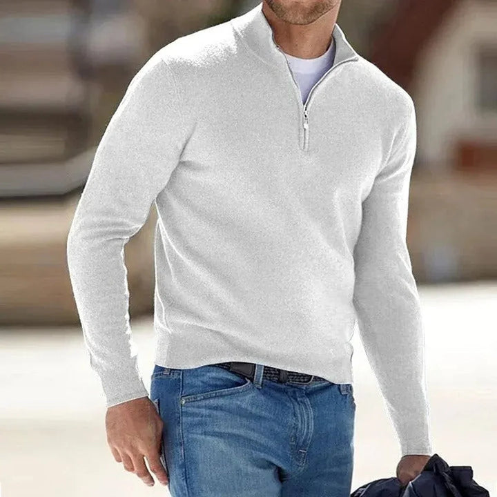 Men's Quarter-Zip Mock Neck Knit Sweater