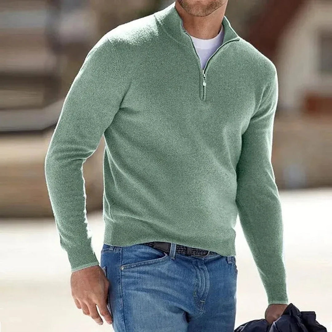 Men's Quarter-Zip Mock Neck Knit Sweater