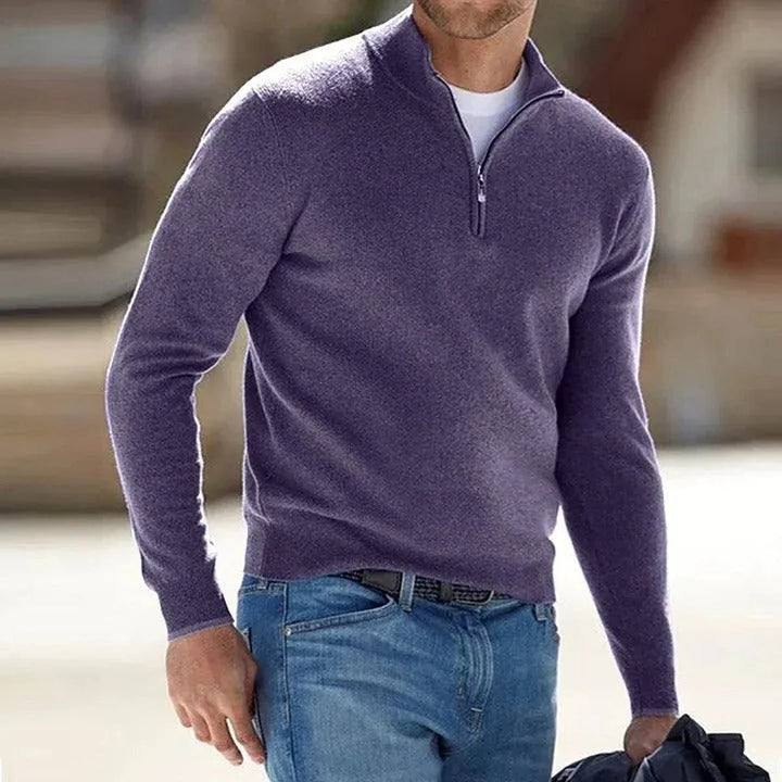 Men's Quarter-Zip Mock Neck Knit Sweater