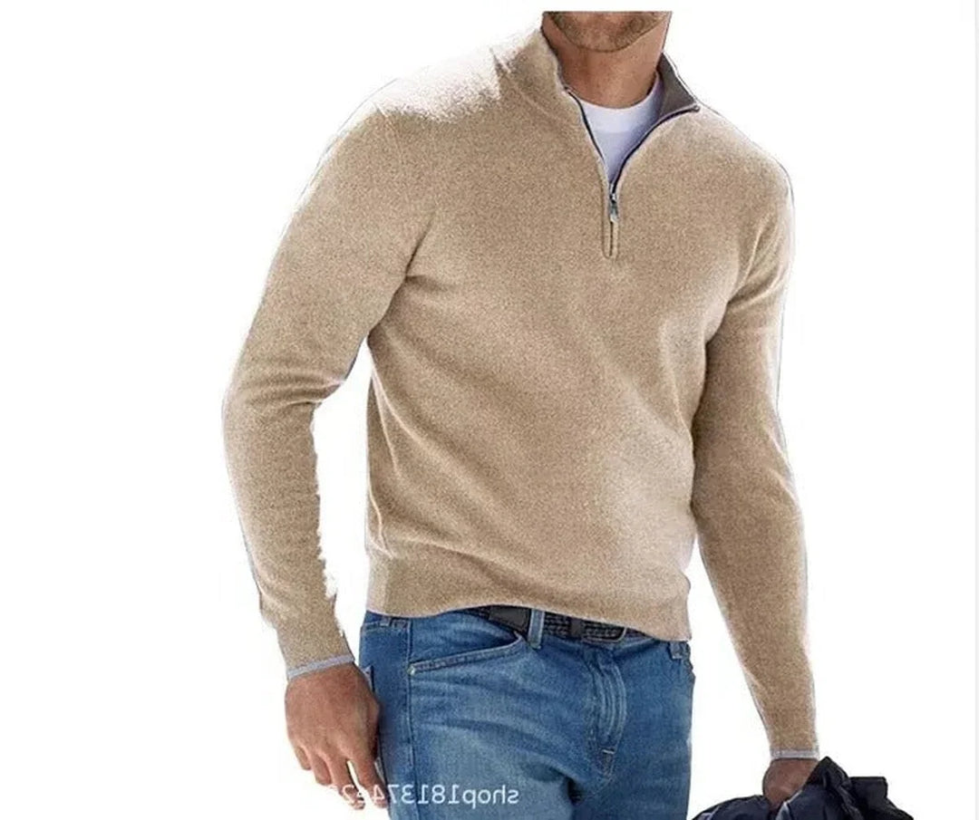 Men's Quarter-Zip Mock Neck Knit Sweater
