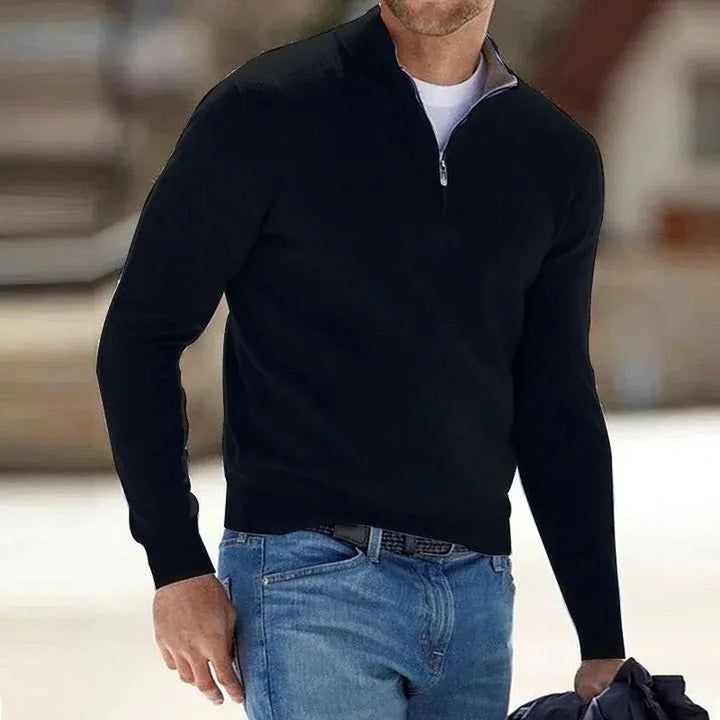 Men's Quarter-Zip Mock Neck Knit Sweater