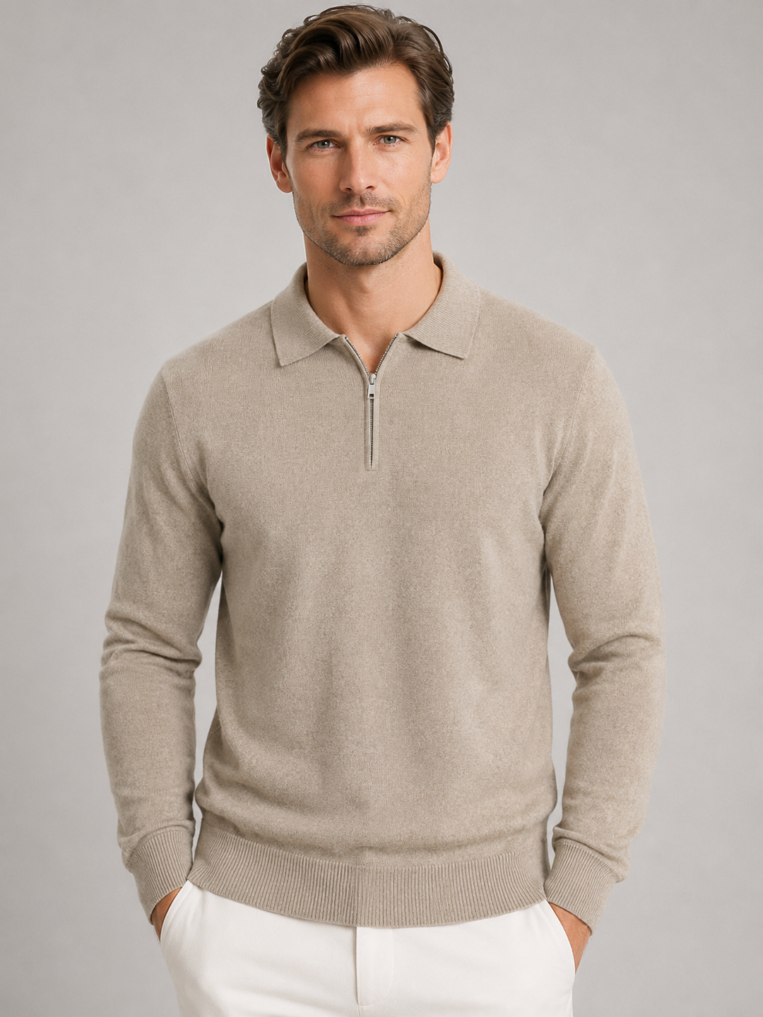 Men's Quarter-Zip Polo Sweater