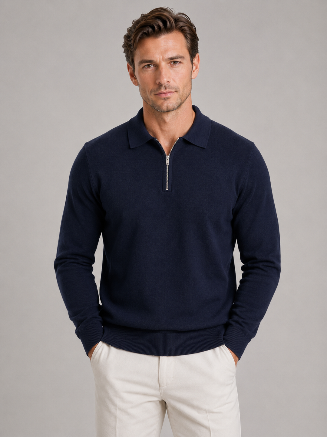 Men's Quarter-Zip Polo Sweater