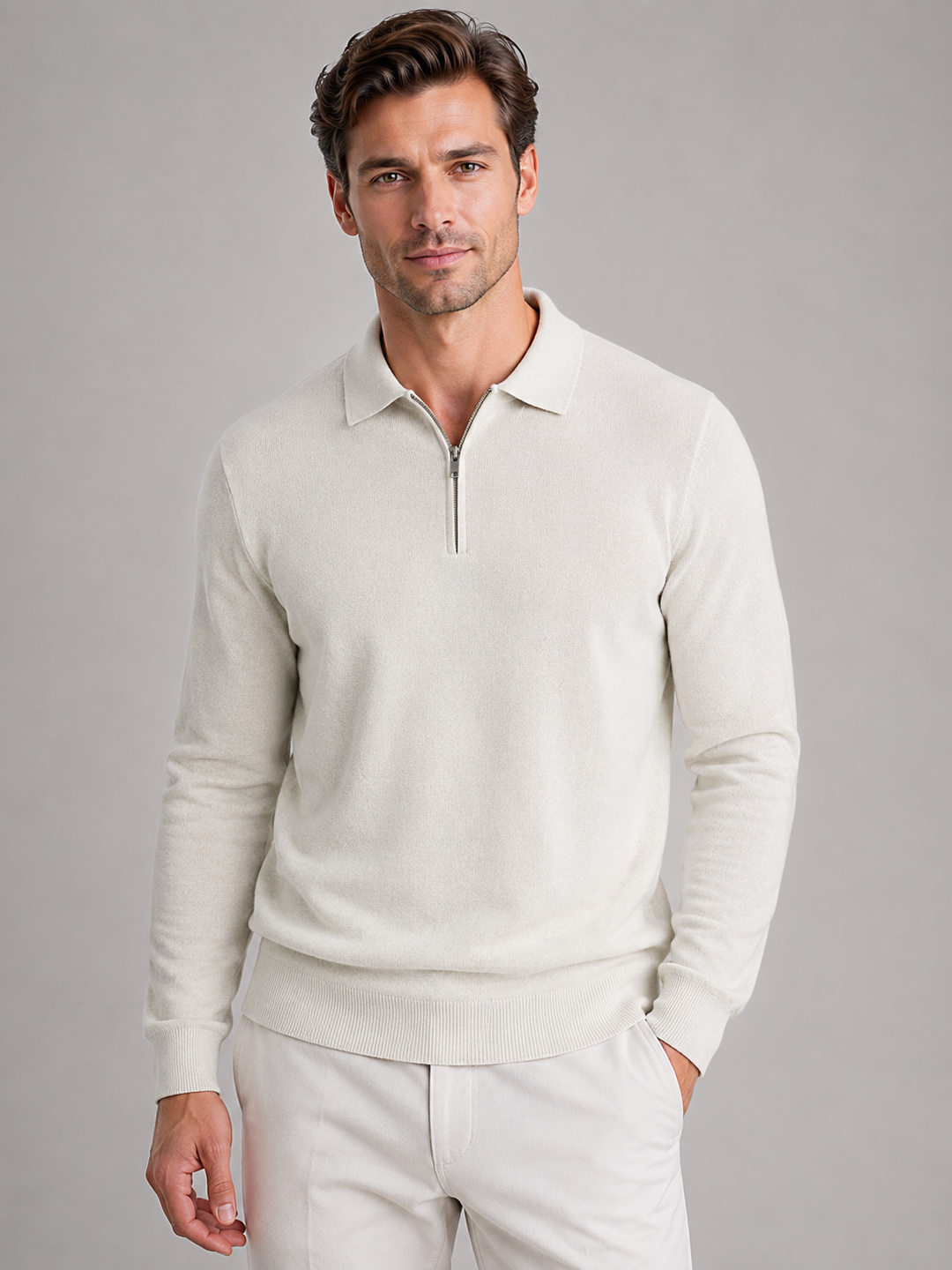 Men's Quarter-Zip Polo Sweater