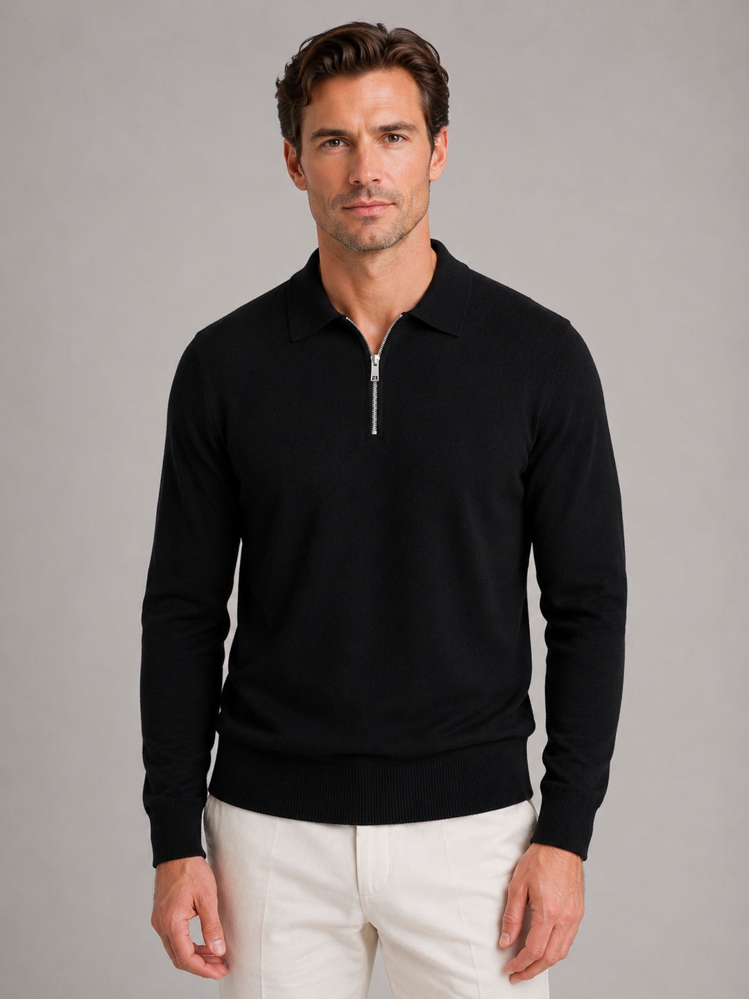 Men's Quarter-Zip Polo Sweater
