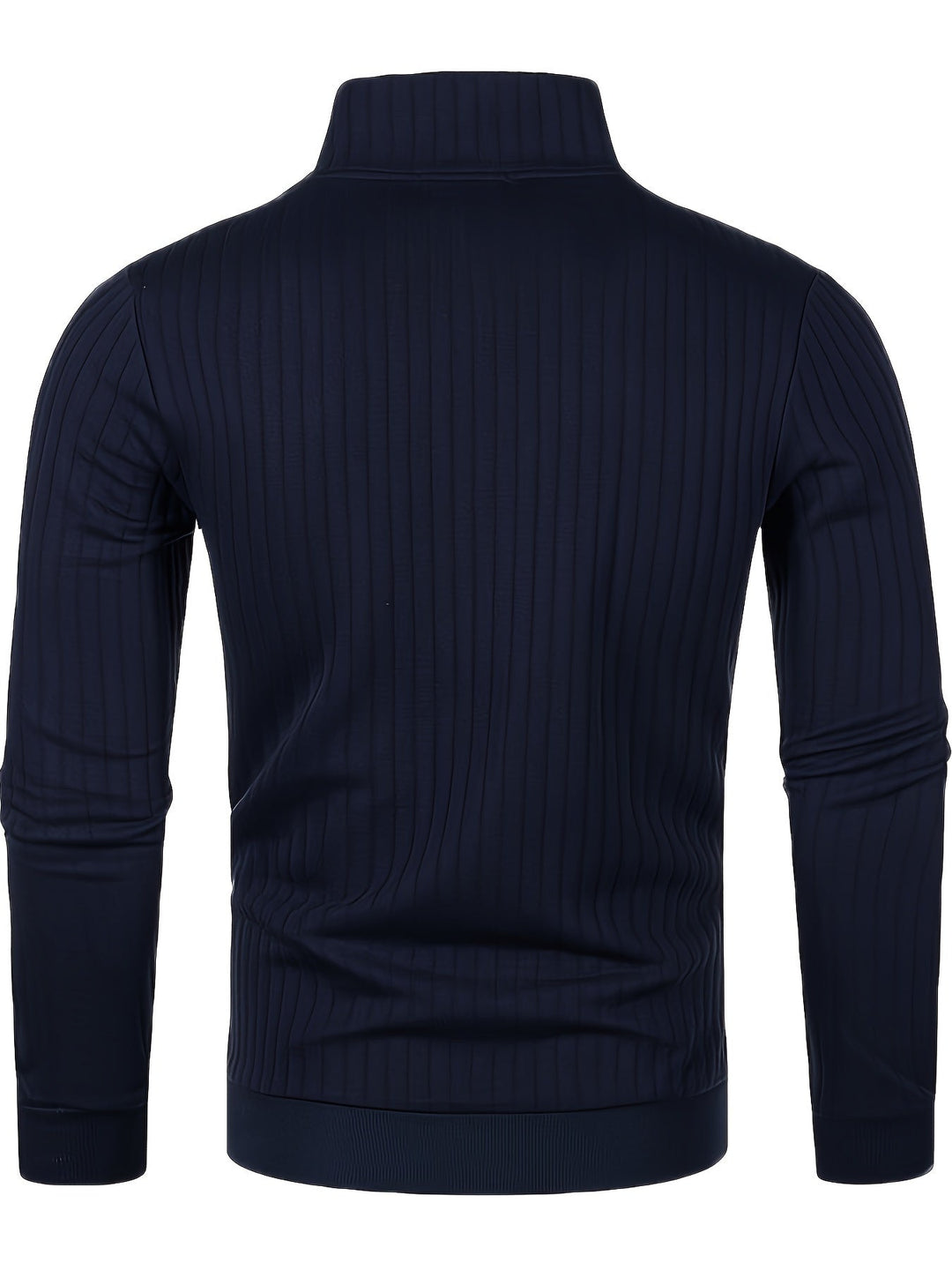 Men's Quarter-Zip Ribbed Jumper with Stand Collar