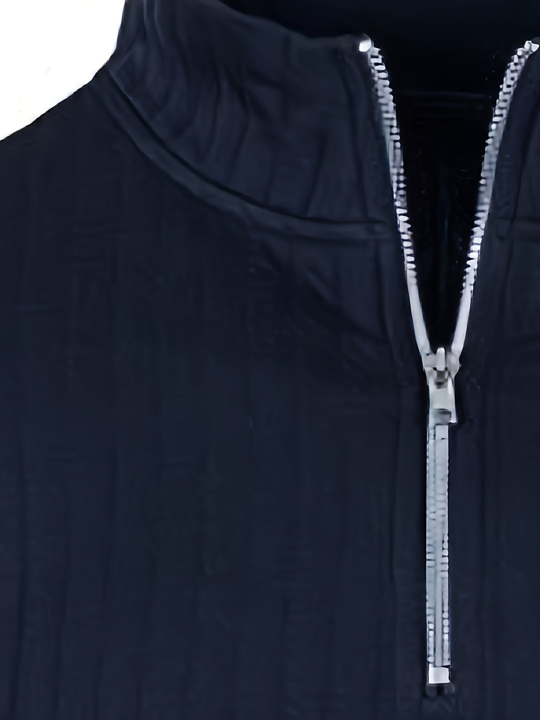 Men's Quarter-Zip Ribbed Jumper with Stand Collar