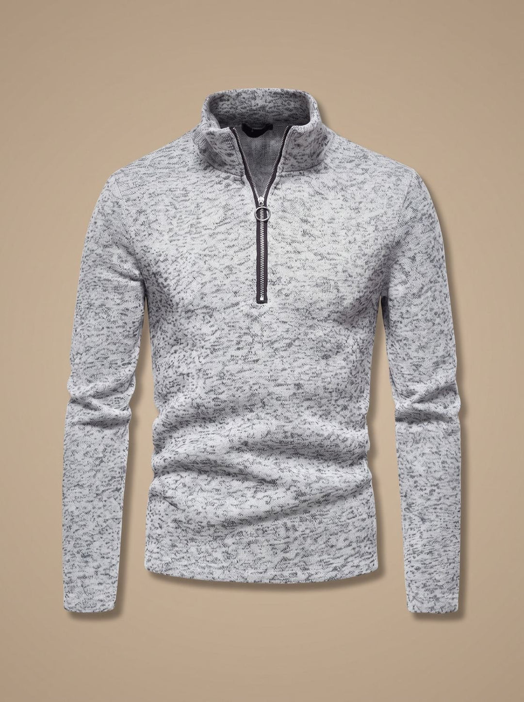 Men's Quarter-Zip Stand Collar Knit Jumper