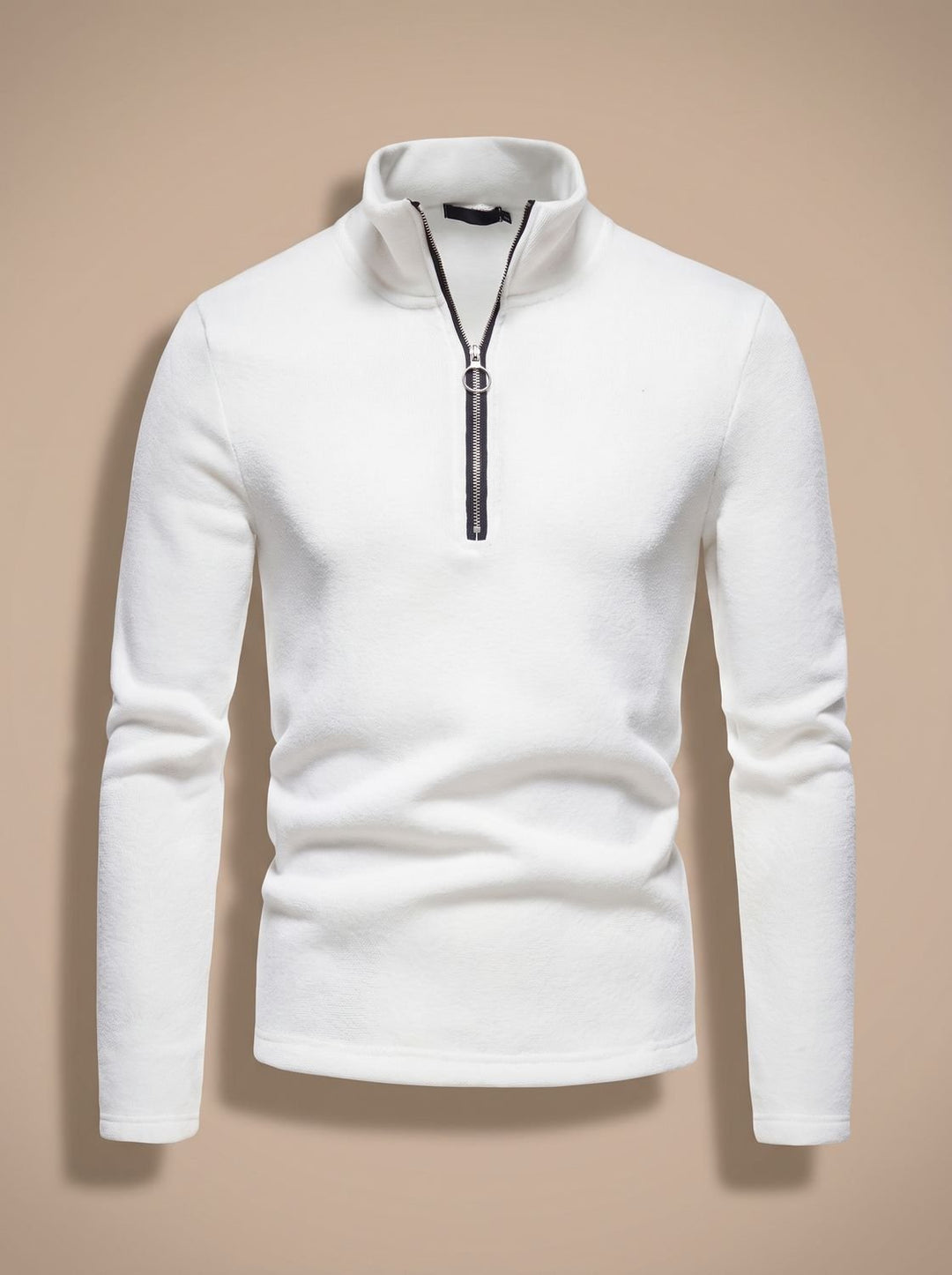Men's Quarter-Zip Stand Collar Knit Jumper