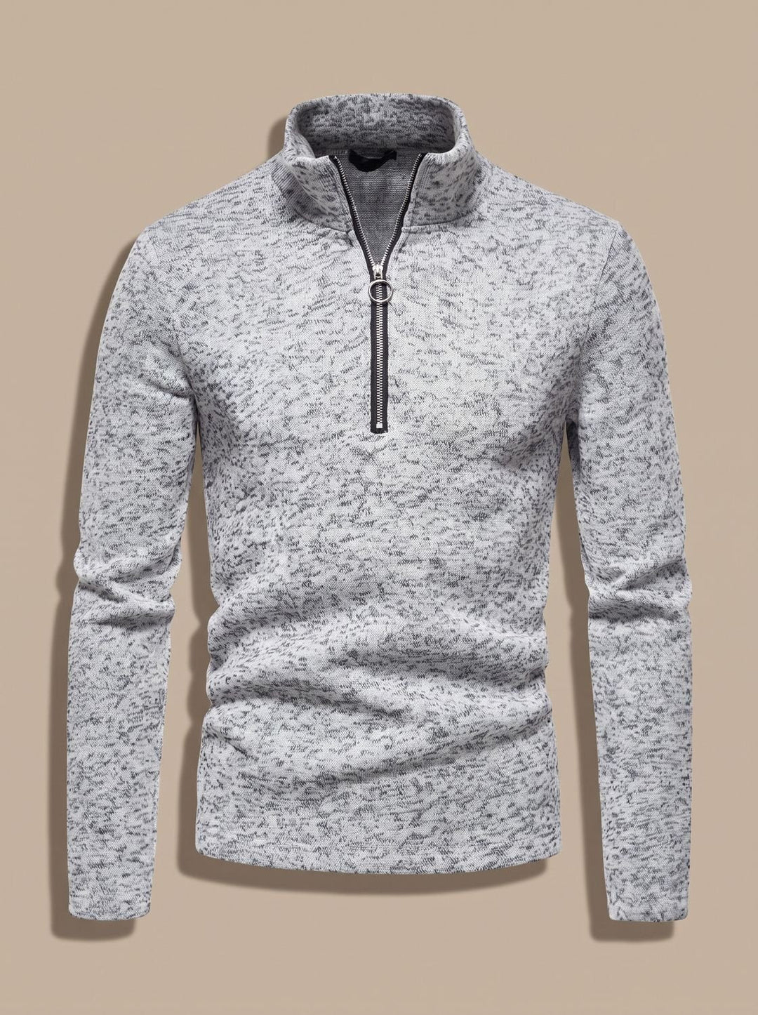 Men's Quarter-Zip Stand Collar Knit Jumper