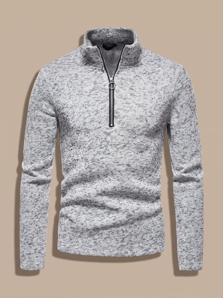 Men's Quarter-Zip Stand Collar Knit Jumper