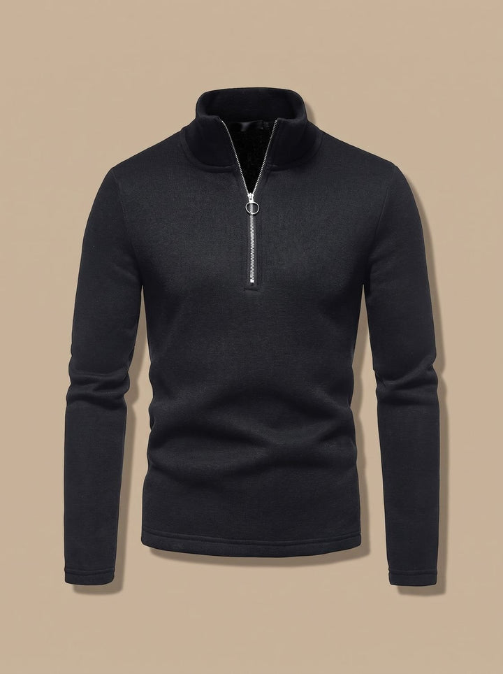 Men's Quarter-Zip Stand Collar Knit Jumper