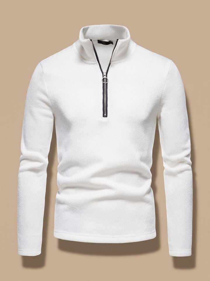 Men's Quarter-Zip Stand Collar Knit Jumper