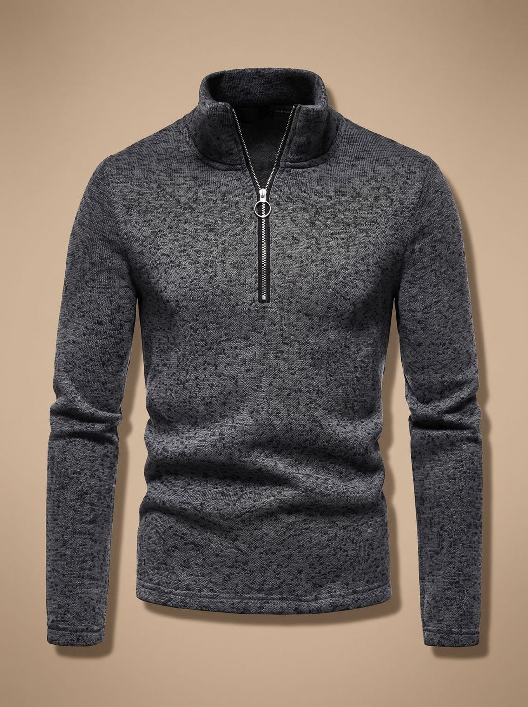 Men's Quarter-Zip Stand Collar Knit Jumper