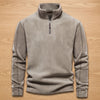Men's Quarter-Zip Stand Collar Fleece Pullover with Pockets