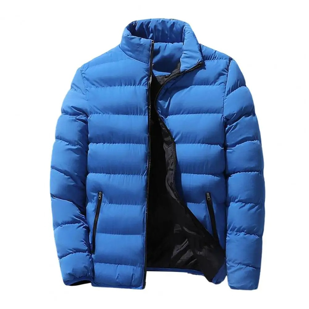 Men's Quilted Puffer Jacket with Stand Collar
