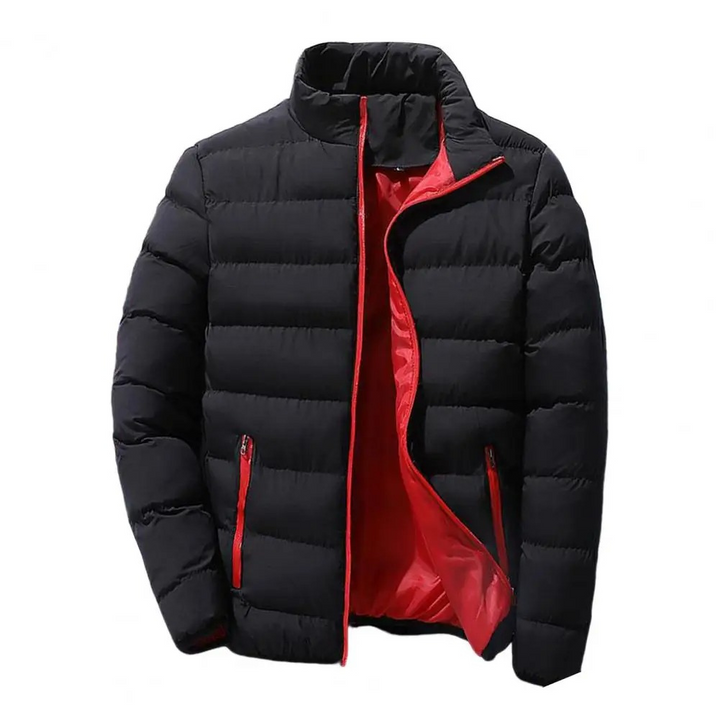 Men's Quilted Puffer Jacket with Stand Collar