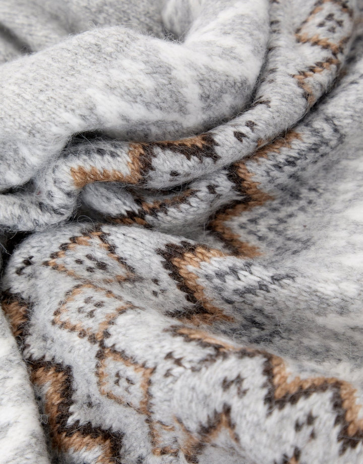Men's Christmas Jumper Fair Isle Yoke Crew Neck in Grey