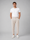 Men's Relaxed Cropped Drawstring Trousers in Beige