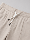 Men's Relaxed Cropped Drawstring Trousers in Beige