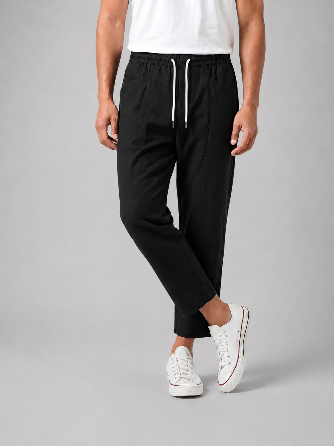 Men's Relaxed-Fit Cropped Drawstring Trousers