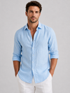 Men's Relaxed Fit Linen-Look Long Sleeve Shirt