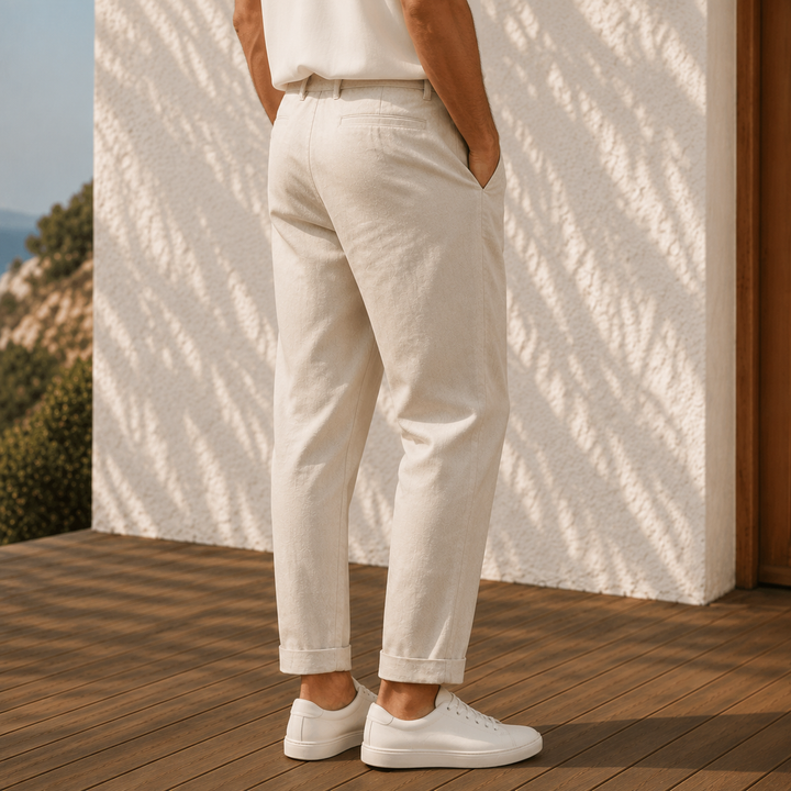 Men's Relaxed Tapered Trousers with Cuffed Hems