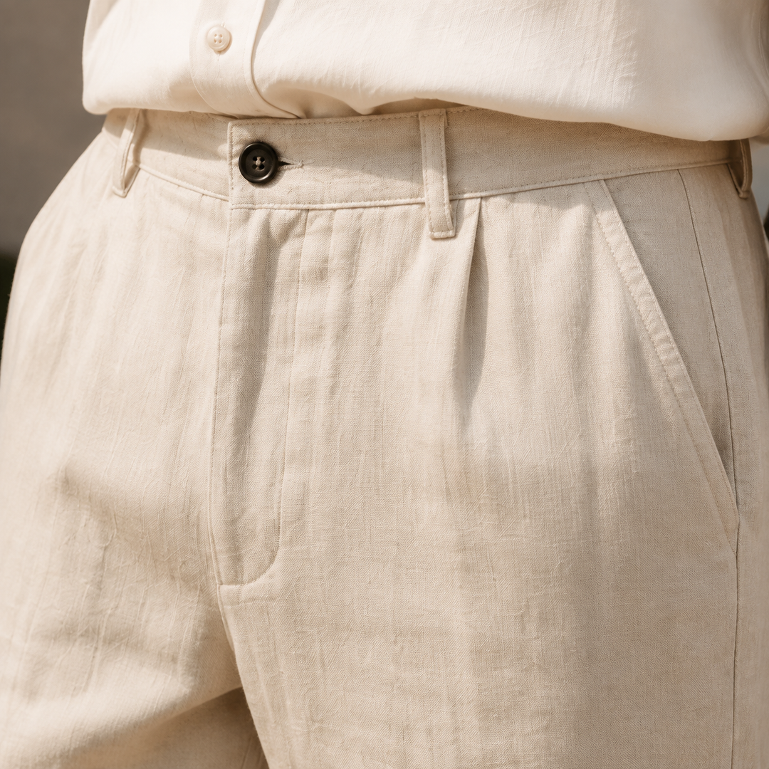 Men's Relaxed Tapered Trousers with Cuffed Hems